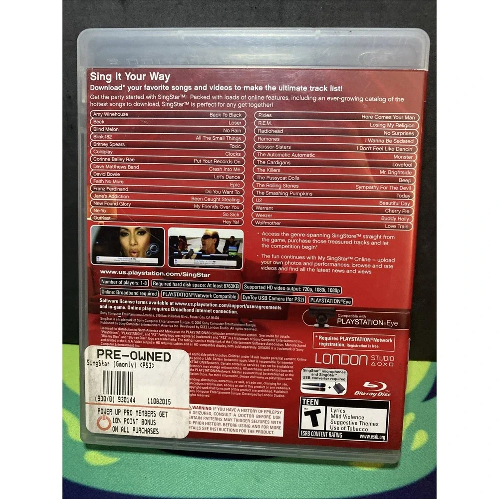 SingStar PlayStation 3 PS3 W/Manual